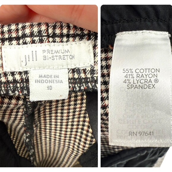 J. Jill Premium Bi-Stretch Pants Size 10 Houndstooth Cropped Black White Pull On - Picture 11 of 11